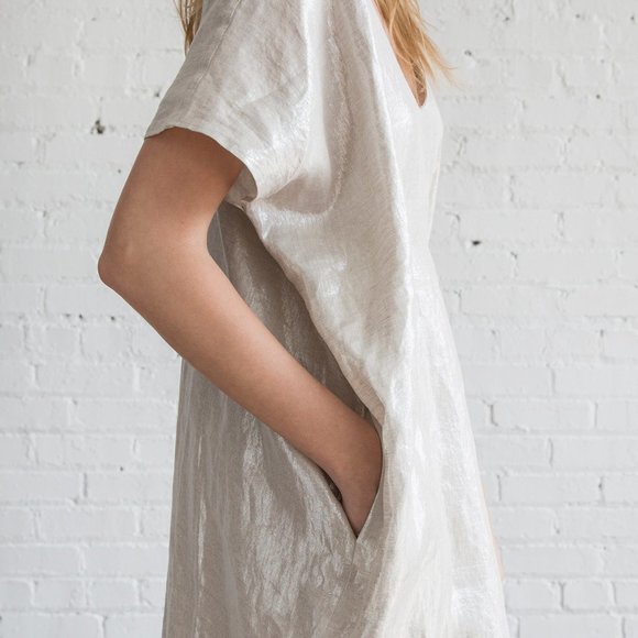 Horses Atelier Smoking Dress in Italian Metallic Linen size 1 - Picture 10 of 13